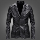 Leano | Chaqueta de cuero de hombre entallada con cuello de traje