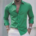 Camisa entallada de hombre con mangas largas, botones y diseño liso | Formal