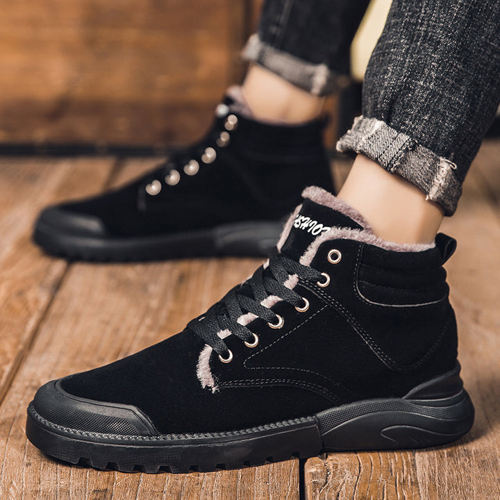Herren Winterstiefeletten Schwarz mit Schnürung vorne