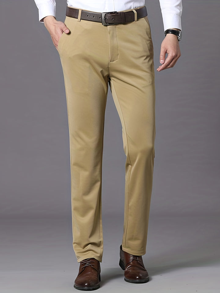 SwissFellas Herren Stoffhose mit geradem Bein, reguläre Passform