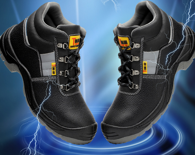 Schwarzer Sicherheitsstiefel für Herren mit Stahlkappe