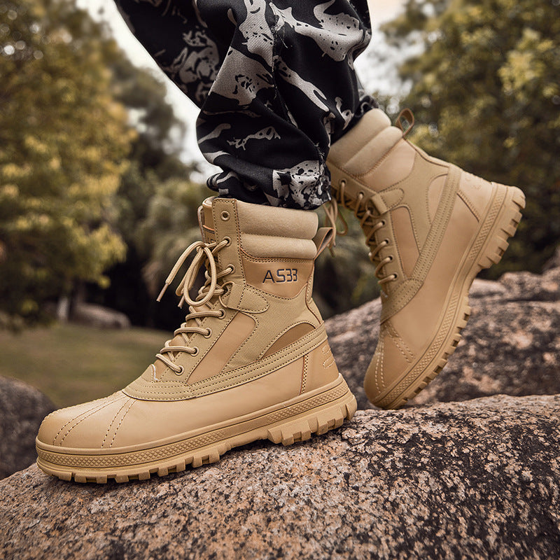 Herren Plateau Boots mit Schnürung in Schwarz