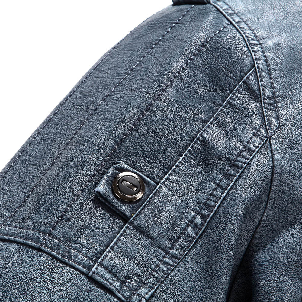 Herren Lederjacke im Retro-Look mit Stehkragen