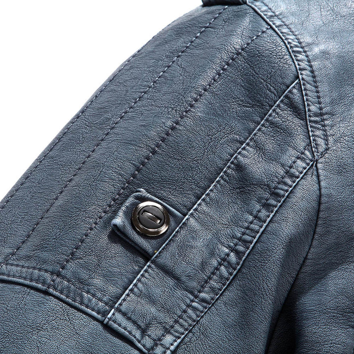 Herren Lederjacke im Retro-Look mit Stehkragen