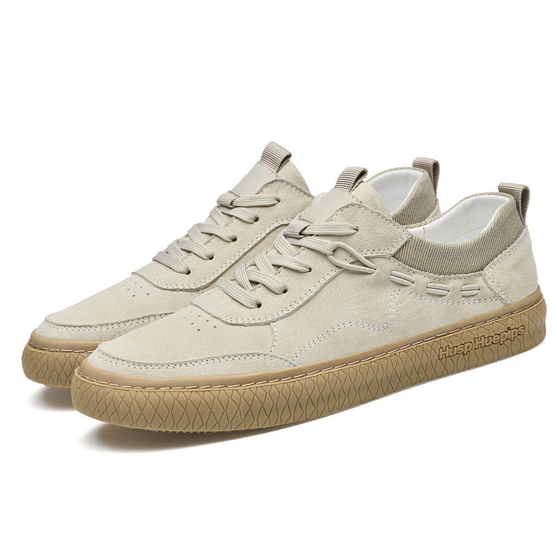 Herren Low Top Ledersneaker in Sand und Khaki