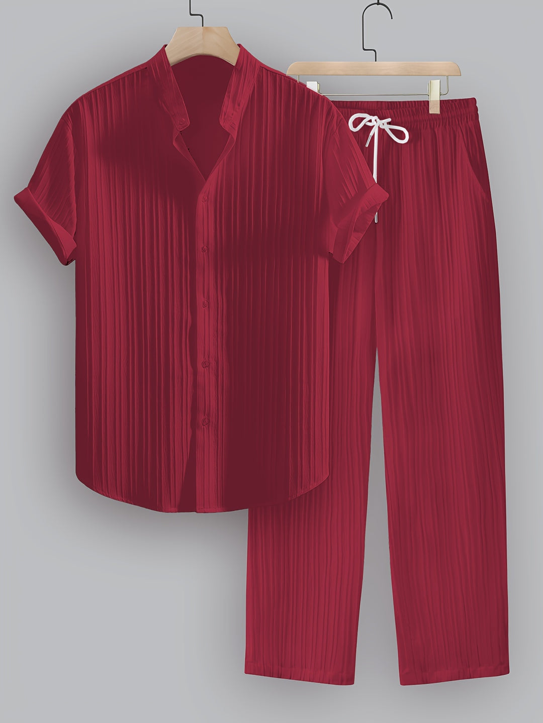 SwissFellas Herren Zweiteiler-Set mit Kurzarmhemd und Hose, reguläre Passform