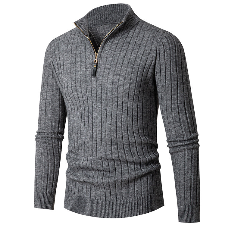 Herren Rollkragenpullover mit halbhohem Reissverschluss Slim Fit