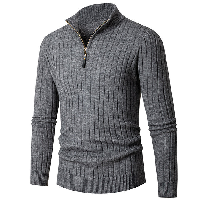 Herren Rollkragenpullover mit halbhohem Reissverschluss Slim Fit