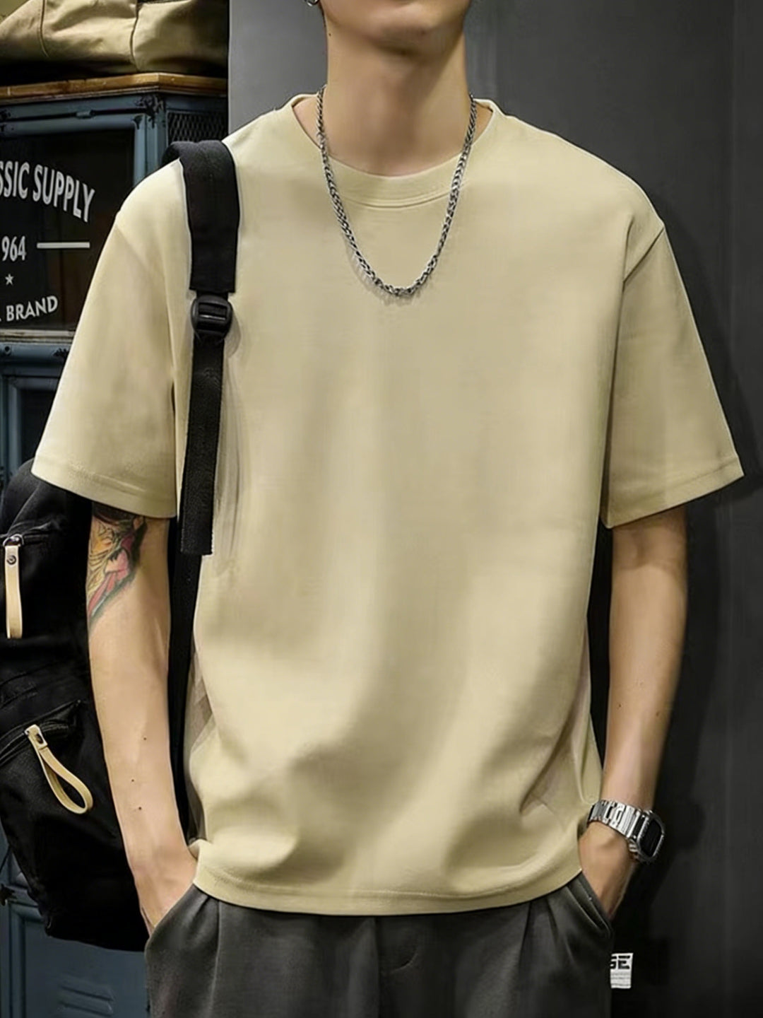 SwissFellas Herren Oversize T-Shirt mit Rundhalsausschnitt, lockere Passform