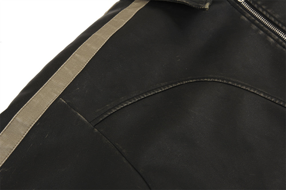 Herren Lederjacke im Used-Look in Schwarz und Khaki