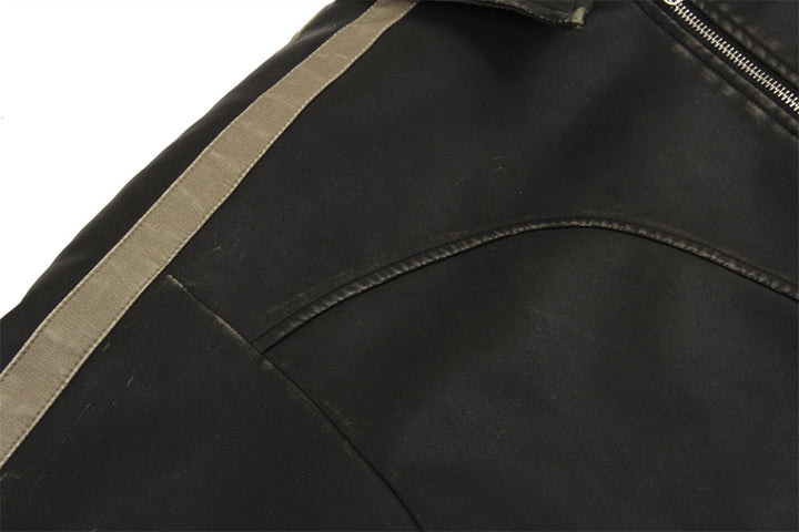 Herren Lederjacke im Used-Look in Schwarz und Khaki