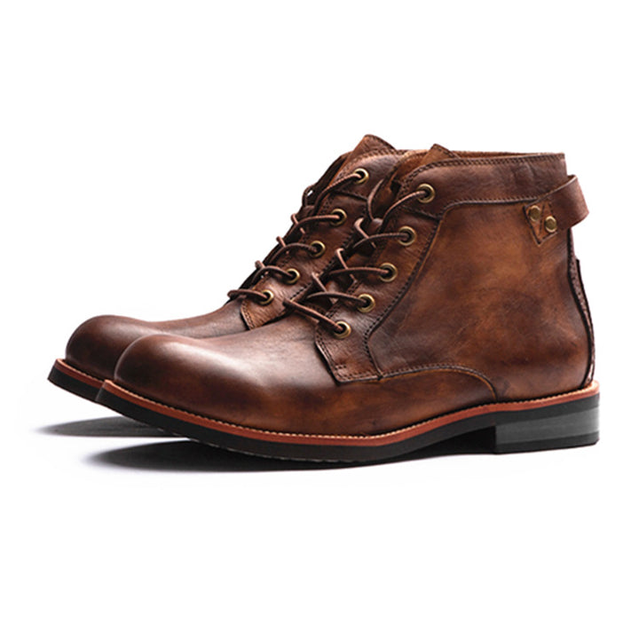 Herren Retro Stiefeletten mit Schnürung in Schwarz