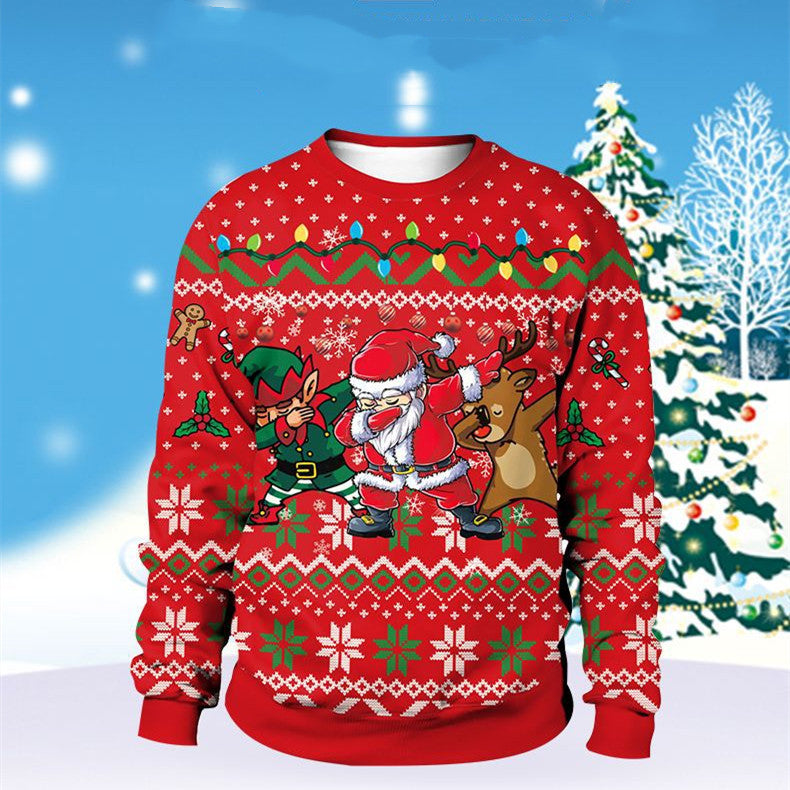 Herren Weihnachtspullover mit Rundhals und Digitaldruck