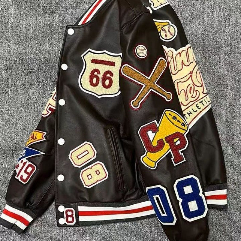 Herren Lederbomberjacke mit Stehkragen in Weiss