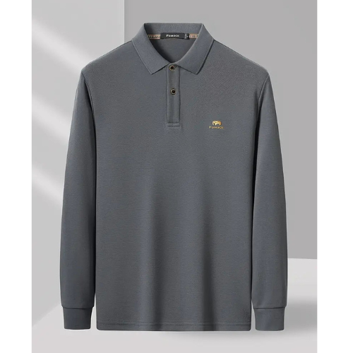 Herren Polo-Pullover mit Strickstruktur - dunkelgrau