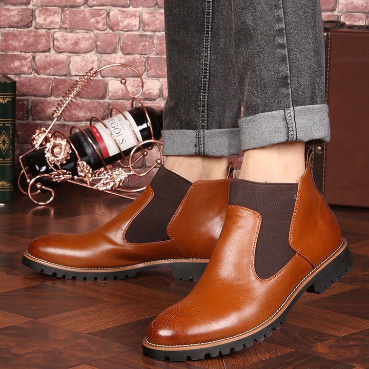 Herren Lederstiefel Martin Boots in Braun