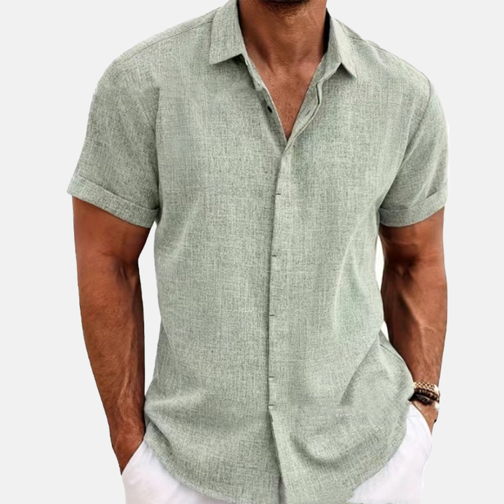 Herren Button-Up Hemd | Kurzarmhemd mit Strukturierter Optik | Gerader Schnitt | Freizeitlook