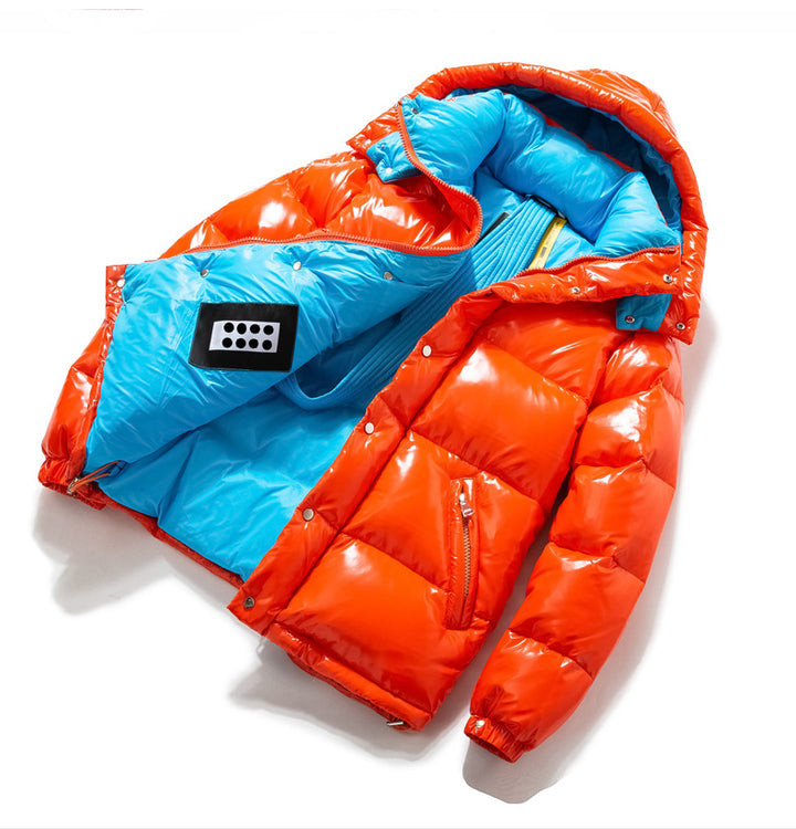 Herren Daunenjacke mit glänzender Optik in Schwarz