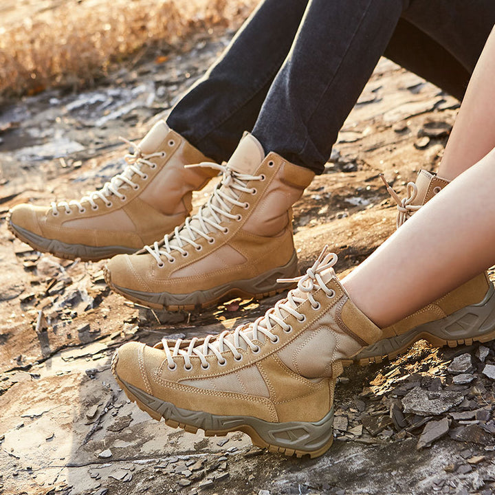 Herren Militärstiefel aus Stoff in Schwarz und Sandfarben