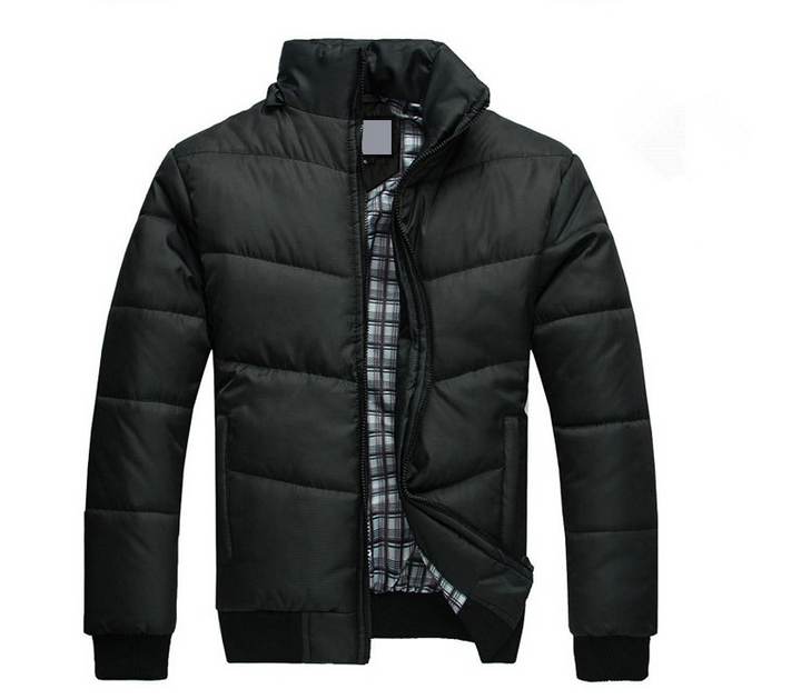 Schwarze Winterparka für Herren, Frontansicht