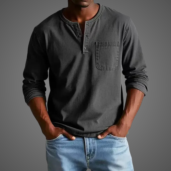 Nataniel | Herren Henley Shirt mit langem Arm