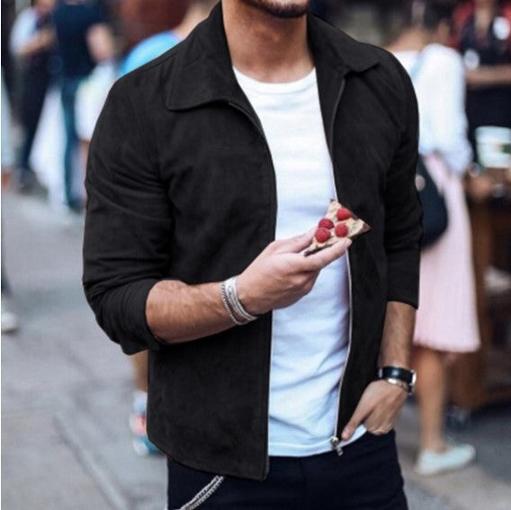 Herren Sweatjacke mit Umlegekragen und Reissverschluss