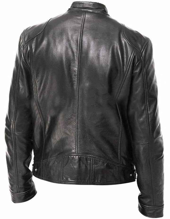 Herren Kunstlederjacke Slim Fit mit Reissverschluss
