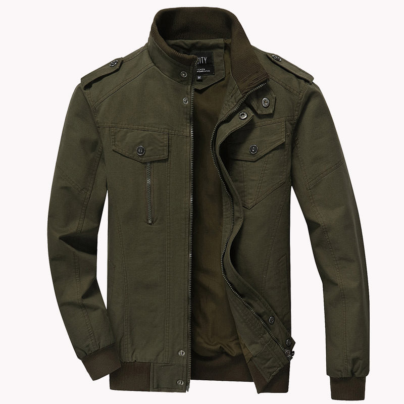 Herren Bomberjacke im Militärstil in Grün Schwarz Khaki