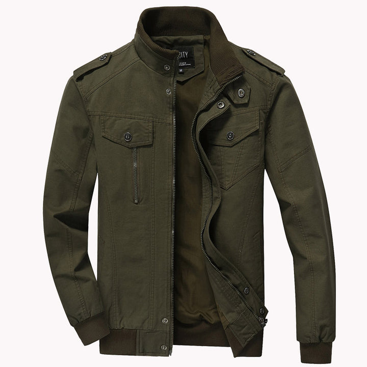Herren Bomberjacke im Militärstil in Grün Schwarz Khaki