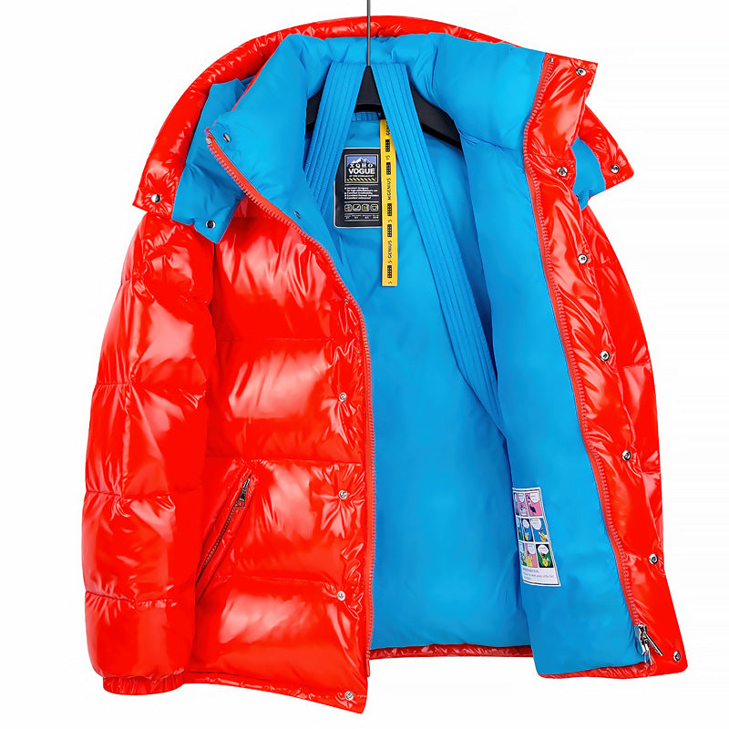 Herren Daunenjacke mit glänzender Optik in Schwarz