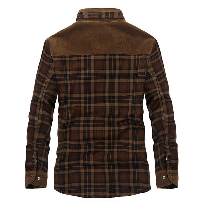 Herren Winterjacke kariert aus Baumwolle in Armeegrün