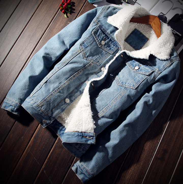 Herren Jeansjacke Bomber mit Plüschfutter Frontansicht