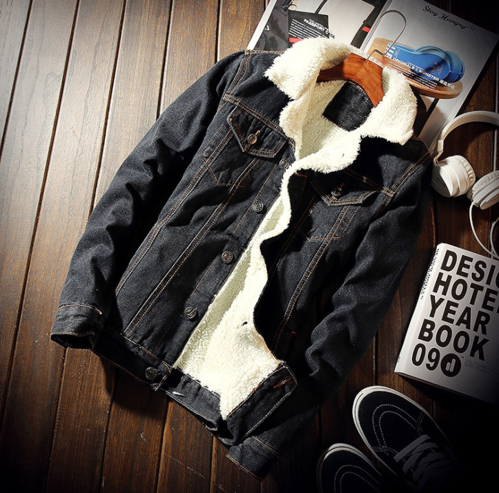 Herren Jeansjacke Bomber mit Plüschfutter Frontansicht