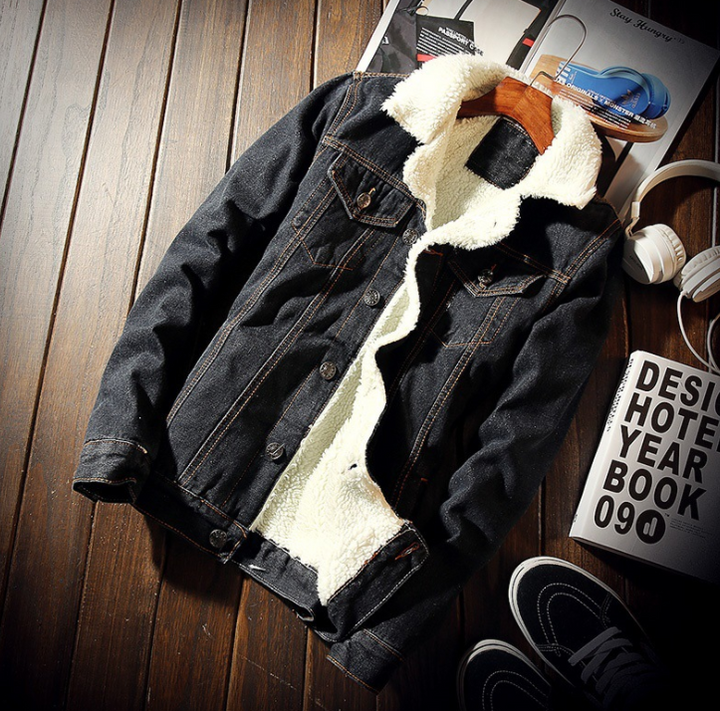 Herren Jeansjacke Bomber mit Plüschfutter Frontansicht