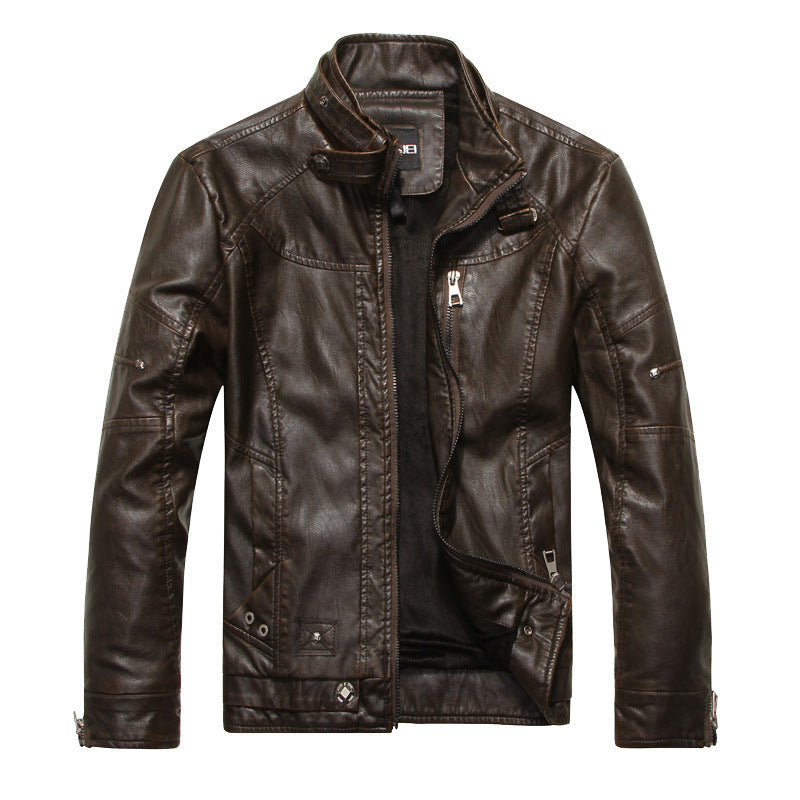Herren Lederjacke mit Reissverschluss in Schwarz, Braun und Khaki