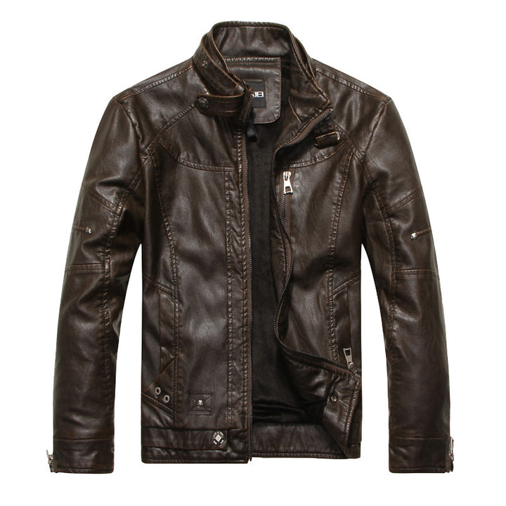 Herren Lederjacke mit Reissverschluss in Schwarz, Braun und Khaki