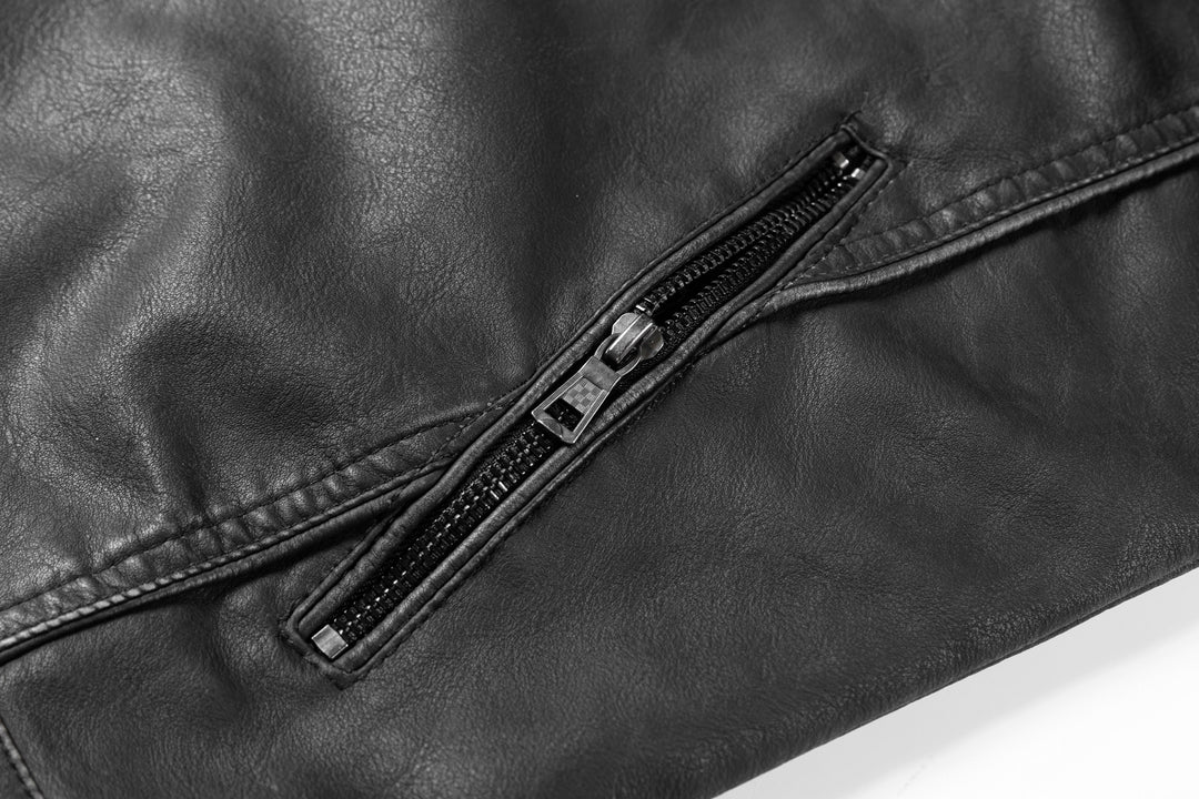 Schwarze Herren Bikerjacke im Vintage-Look Frontansicht