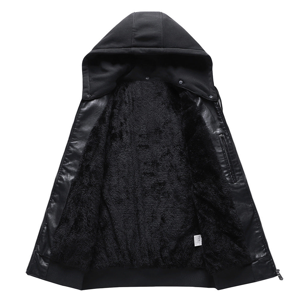 Herren Lederjacke mit Stehkragen und Reissverschluss vorne