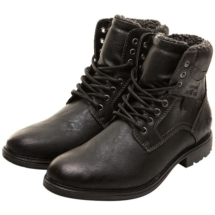 Herren Winterstiefel mit Plüschfutter in Schwarz und Braun