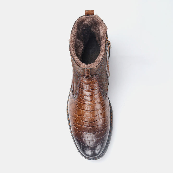 Herren Winterstiefel braun mit hohem Schaft