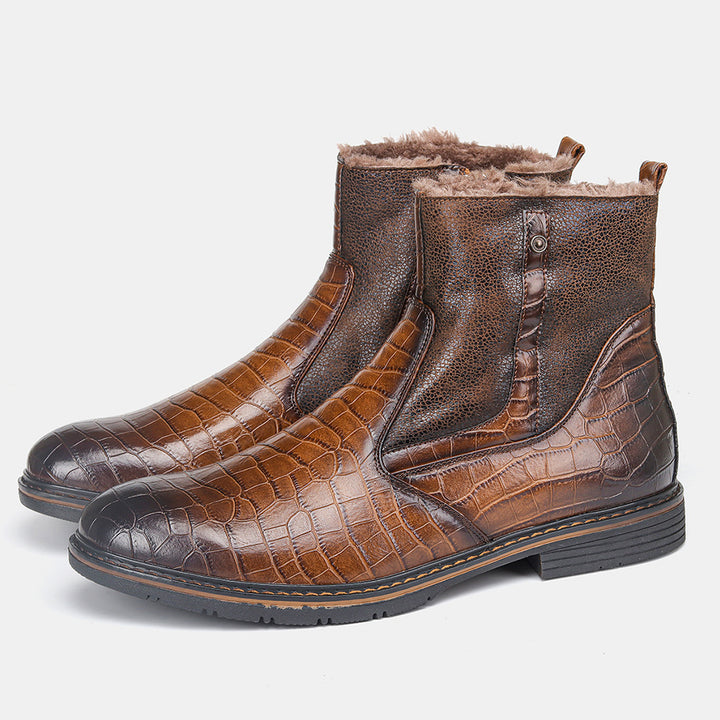 Herren Winterstiefel braun mit hohem Schaft