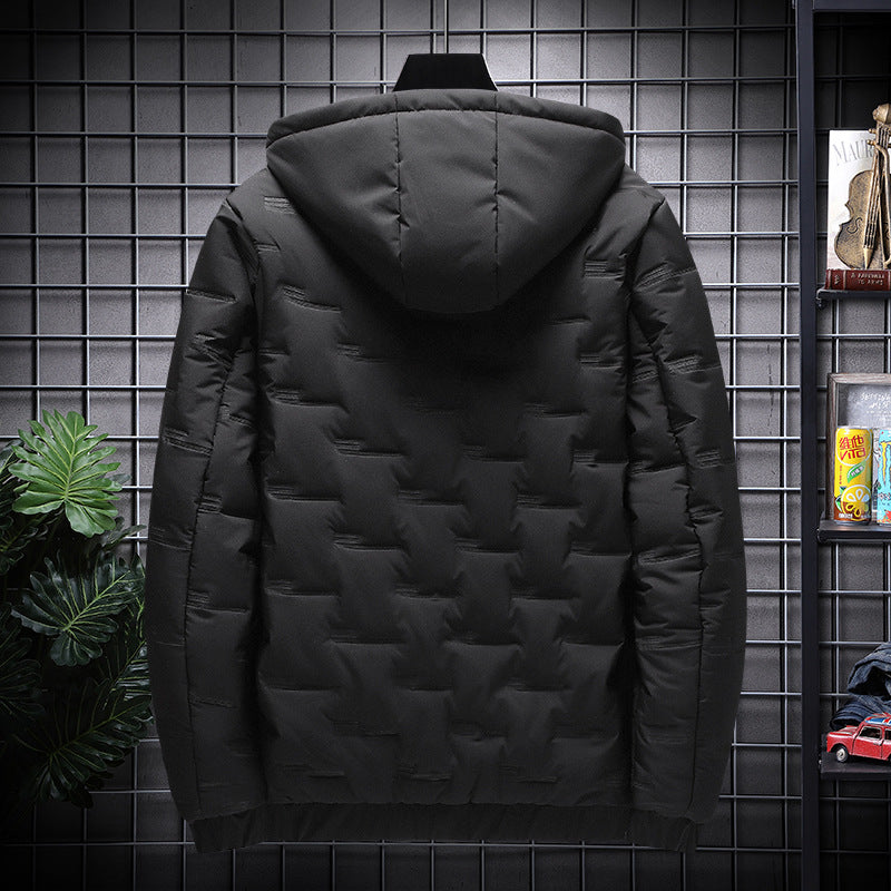 Herren Winterjacke mit Kapuze, kurz geschnitten, Vorderansicht