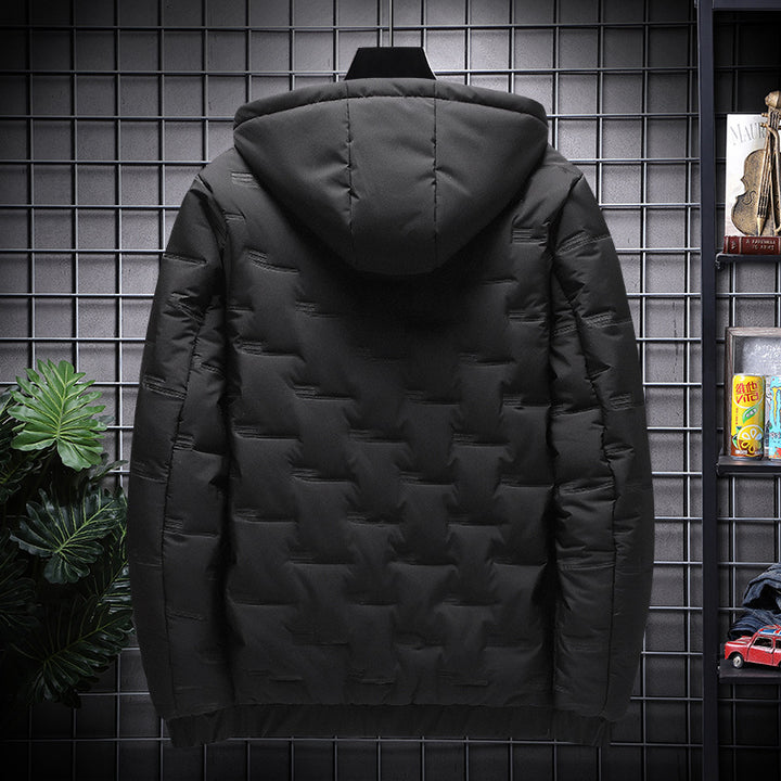 Herren Winterjacke mit Kapuze, kurz geschnitten, Vorderansicht