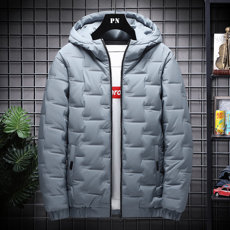 Herren Winterjacke mit Kapuze, kurz geschnitten, Vorderansicht