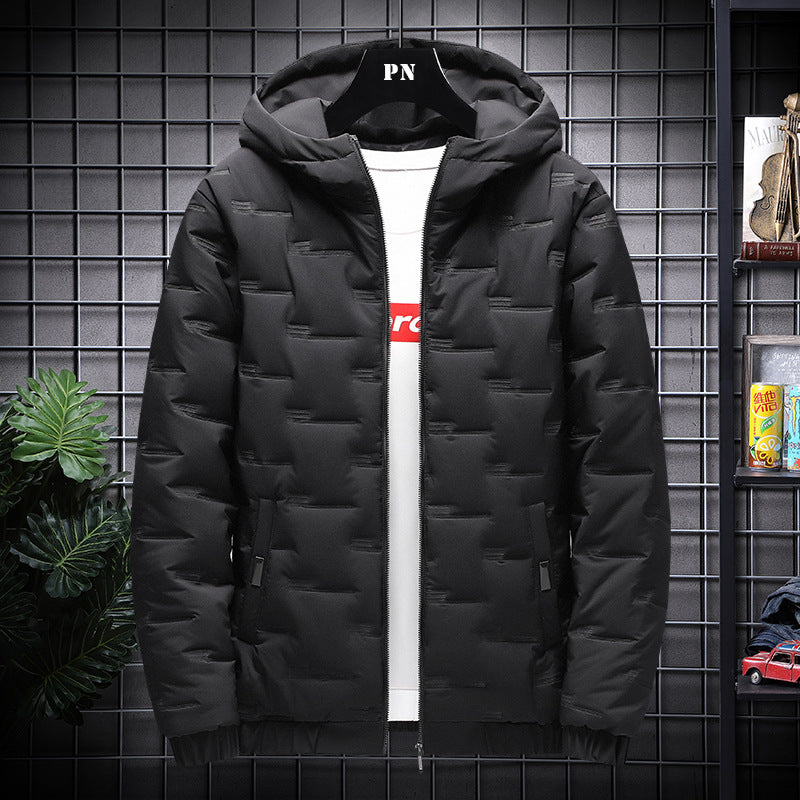 Herren Winterjacke mit Kapuze, kurz geschnitten, Vorderansicht