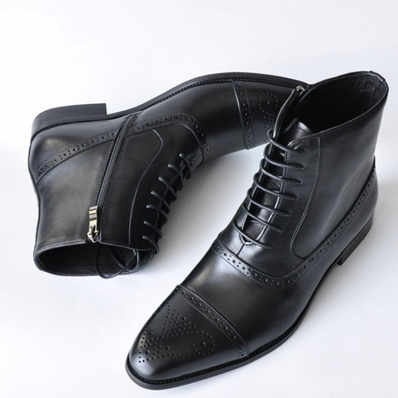 Herren Winterstiefel aus Leder in Dunkelbraun mit hohem Schaft