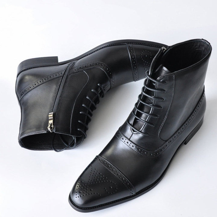 Herren Winterstiefel aus Leder in Dunkelbraun mit hohem Schaft