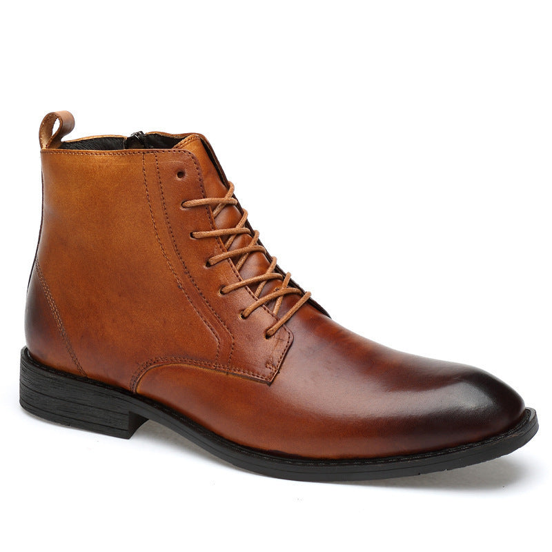 Herren Lederstiefel Winter hoch geschnitten spitze Form