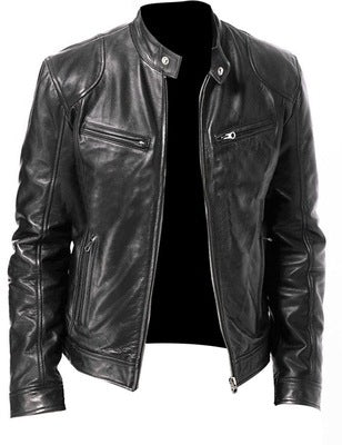 Herren Kunstlederjacke Slim Fit mit Reissverschluss