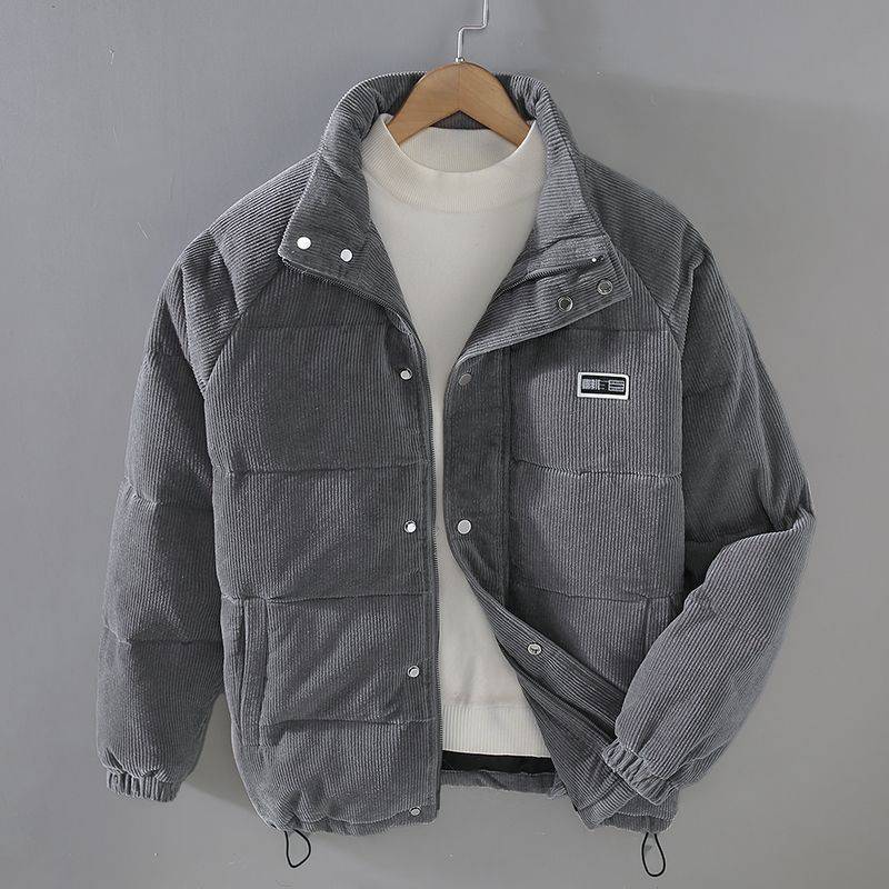 Herren Steppjacke Parka in Schwarz mit aufgesetzten Taschen